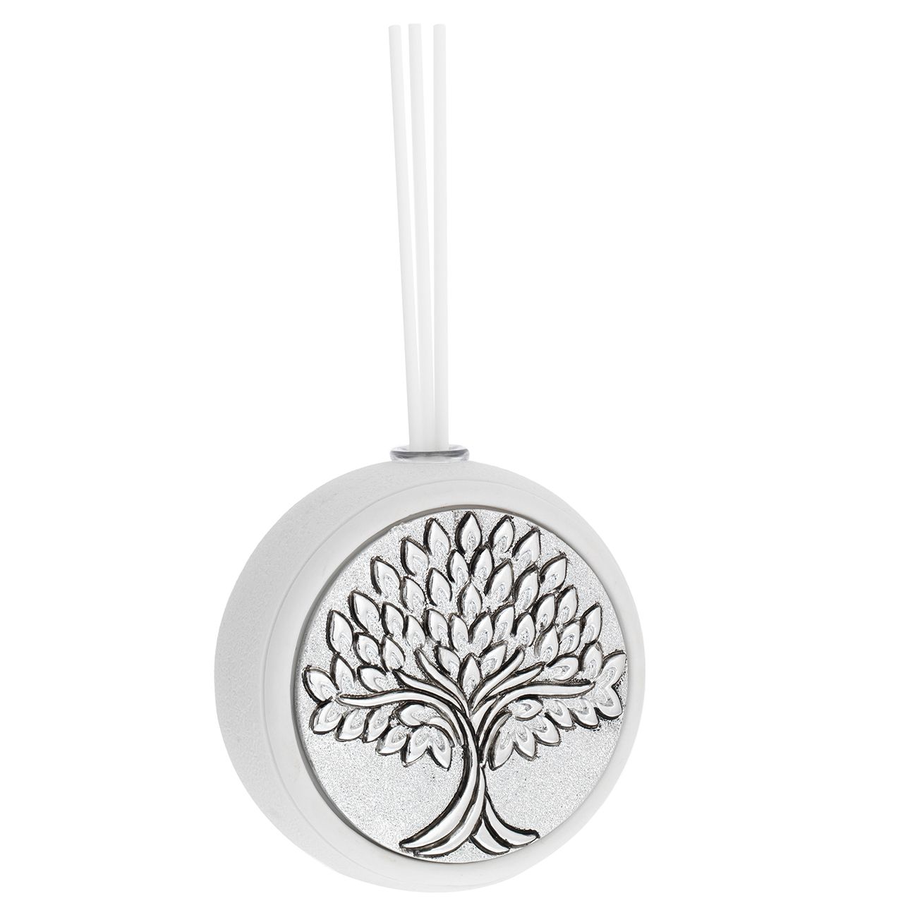 DIFFUSORE TONDO BIANCO D. 9,5 CON INSERTO ARGENTATO - ALBERO SPI